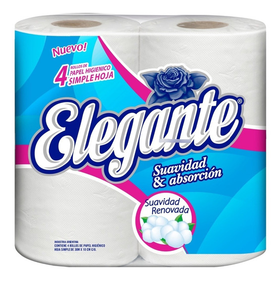 Papel Higienico Eleg 4 rollos x 30 mtrs cod900
