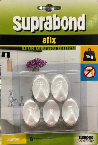Perchas Autoadhesivas Oval x 5 unid