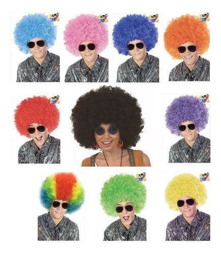 Peluca super afro multicolor x uni