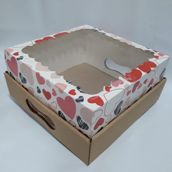 Caja c/visor corazones (25x25x13)