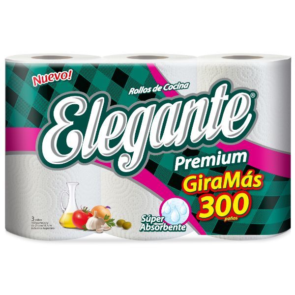 Rollos de Cocina 3 x 100 paños Elegante