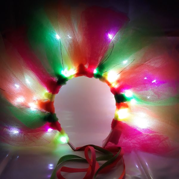 Vincha prem mult fluor c/luz y cintas x 1 - Imagen 2