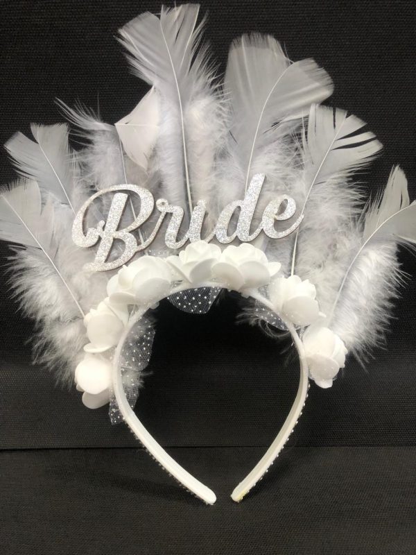 Vincha Bride con Pluma y strass