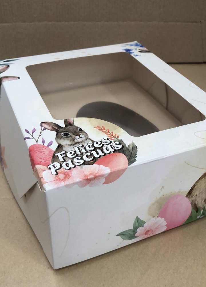 Caja medio huevo c/visor 18x15
