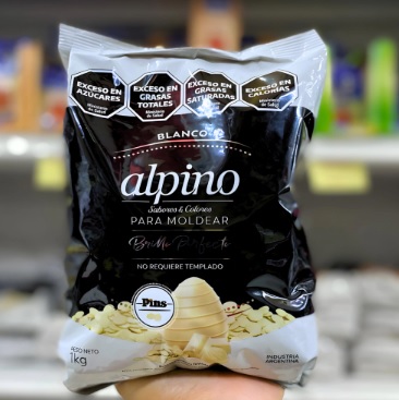 Chocolate Alpino en Pins 1 kg Blanco