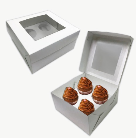 Caja para 4 muffins con visor