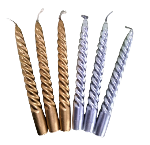 Vela torneada plateada/dorada x 1